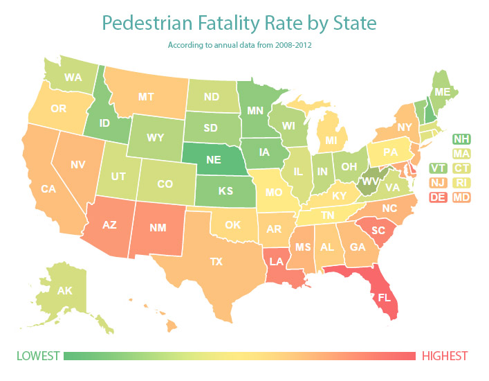Report: Which States Have Highest Pedestrian Fatality Rates?
