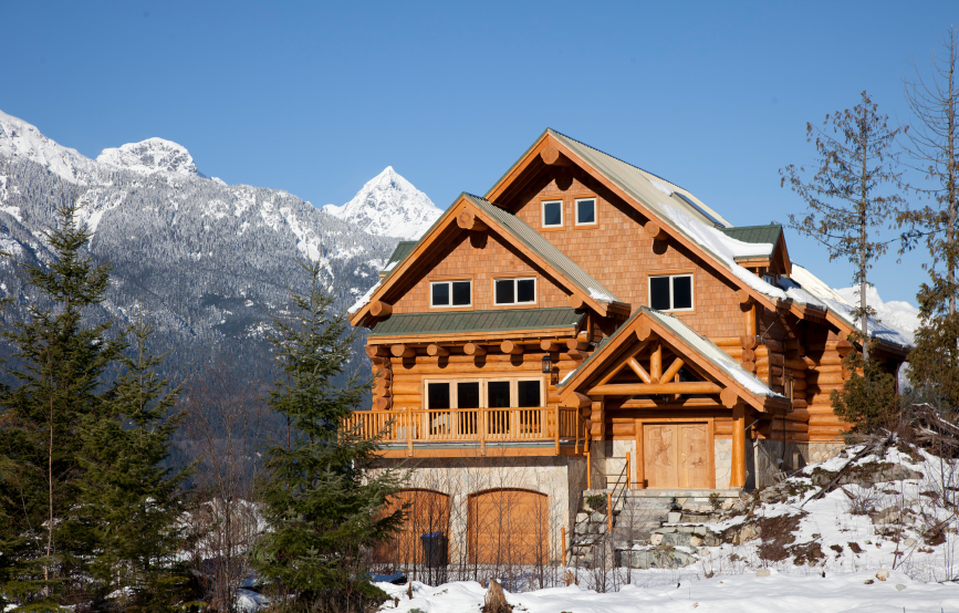 Huge cabin in the woods winter